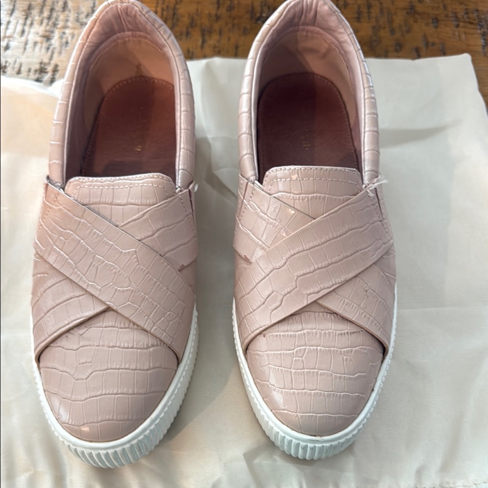 Halogen Pink Slip-On Sneakers with Criss-Cross Design